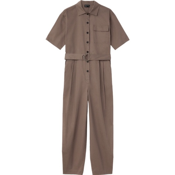 NWT Frank And Oak Clay Grey Taupe Utility Combat Oversized Parachute Jumpsuit - Picture 5 of 15